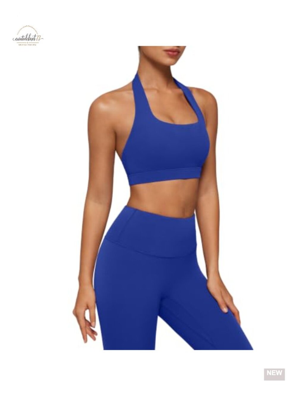 2 Piece Workout Set Halter Sports Bra Yoga Leggings Nylon Blend